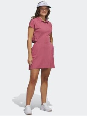 Adidas Mauve Pink Collared Short Sleeve Athletic Dress M Pickleball Tennis Golf